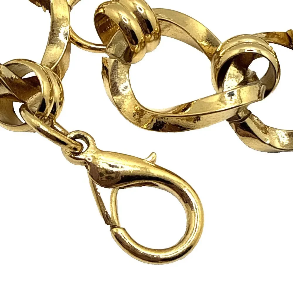 Vintage Chunky Gold Tone Chain Bracelet Wide Heavy Statement 7.5